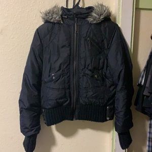 Black gently used puffer jacket
